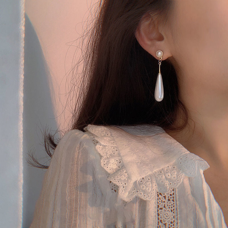 Vintage Artificial Pearl Pendant Earrings
