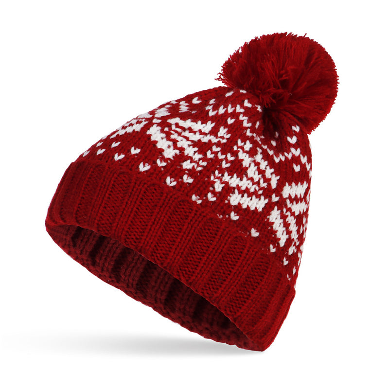 Christmas Knitted Hat With Plush Ball
