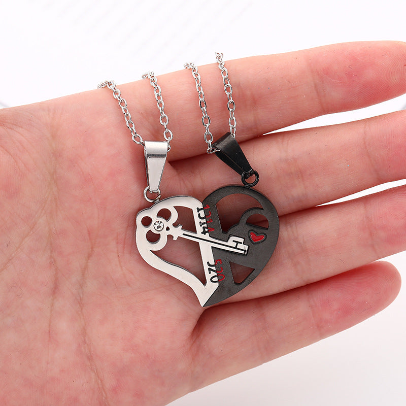 Stainless Steel 520 1314 Heart Couple Necklace