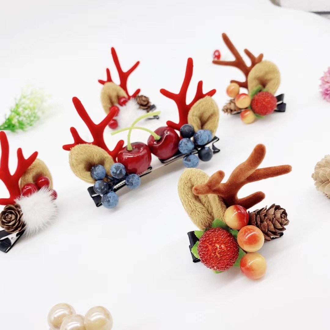 Christmas Pine Cone Snowman Antler Hairpin