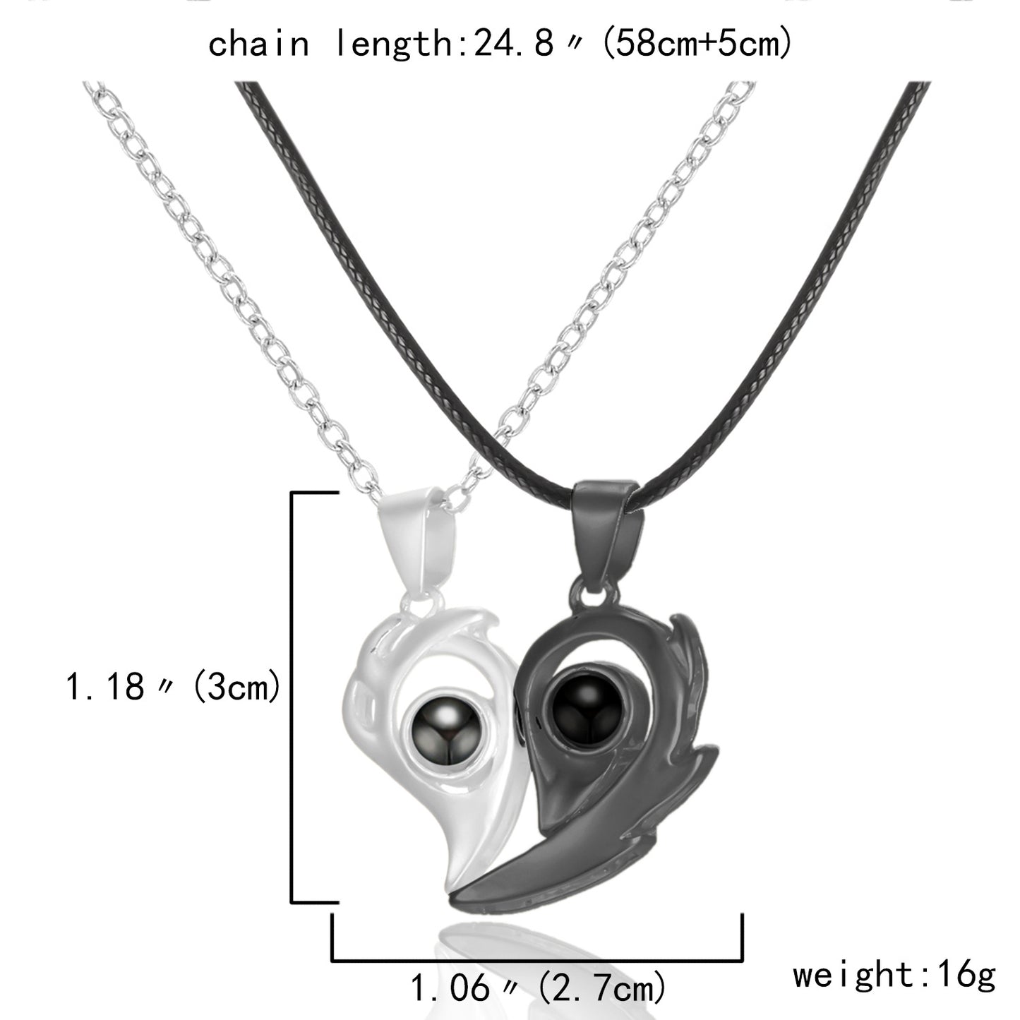Magnetic Couple Necklaces With Love You Projection
