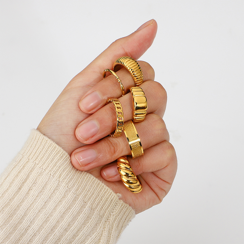 18K Gold Plated Plain Rings collection A