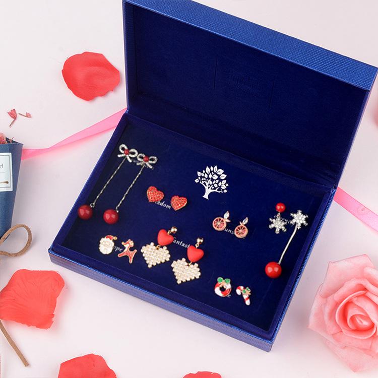s925 Silver Needle Christmas Stud Earring Set
