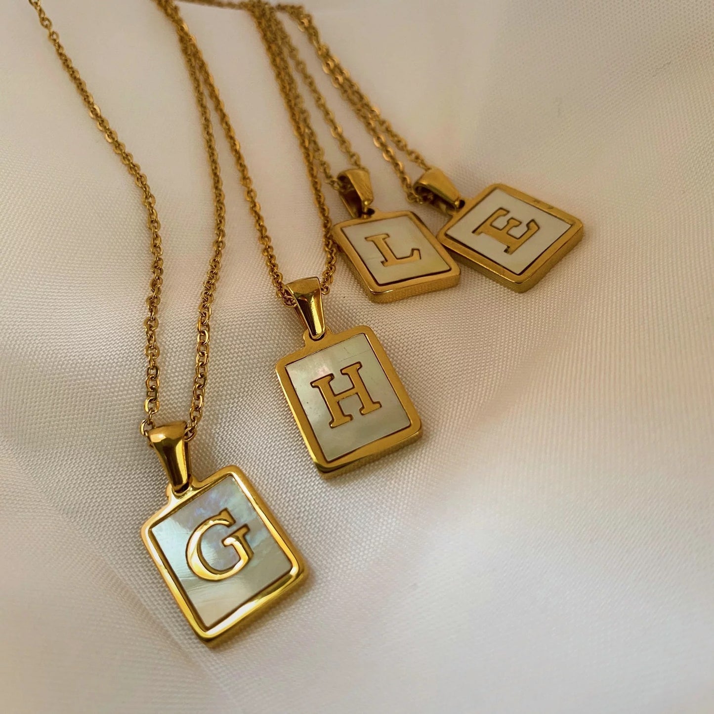 18K Gold Plated shell-based alphbet Necklace