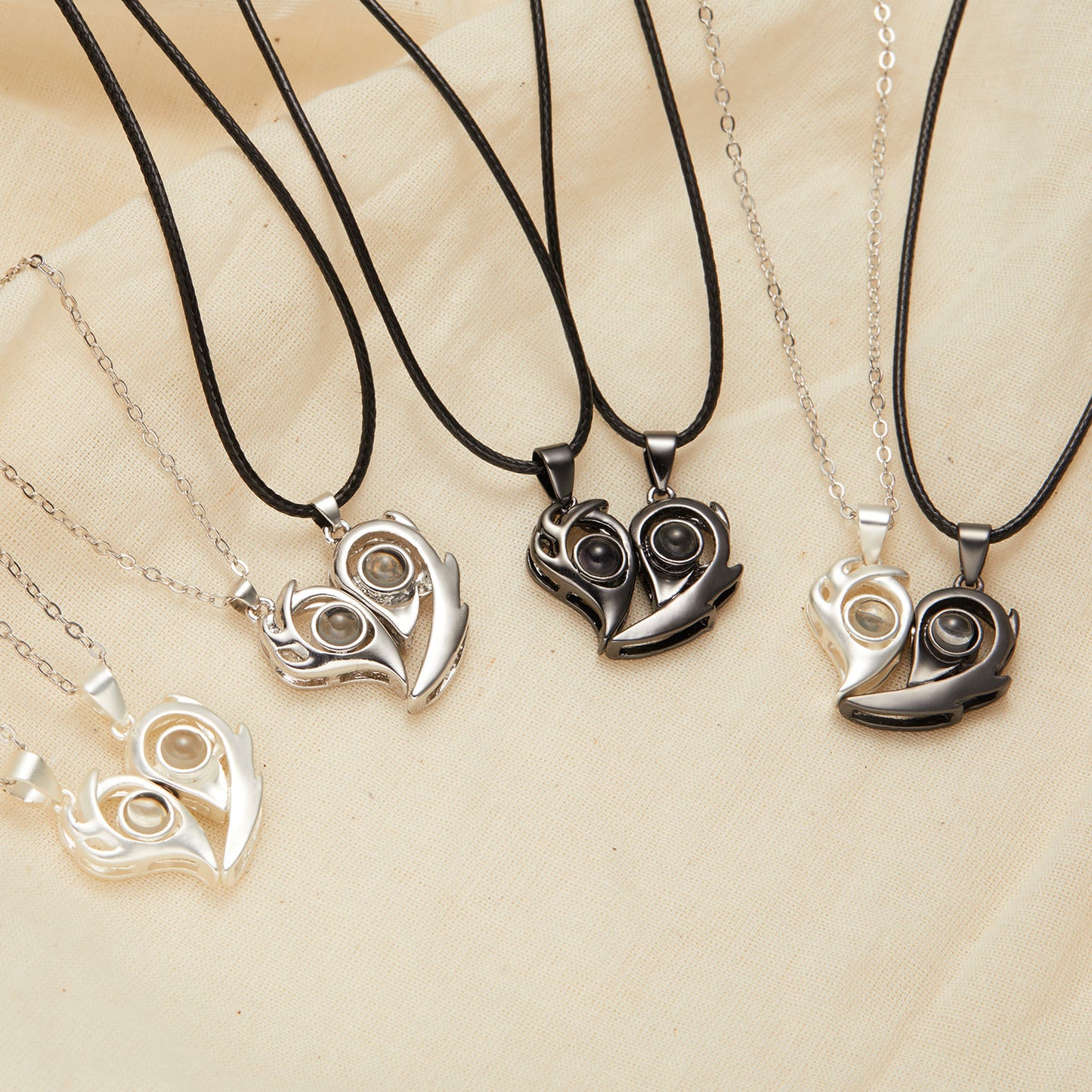 Magnetic Couple Necklaces With Love You Projection