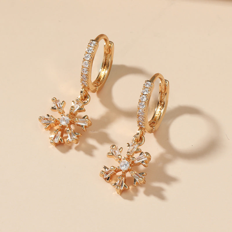 Zircon Christmas Snowflake Earrings