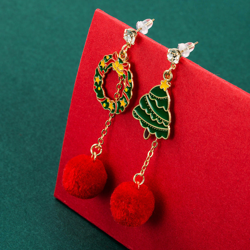 Cute Christmas Theme Asymmetry Earrings