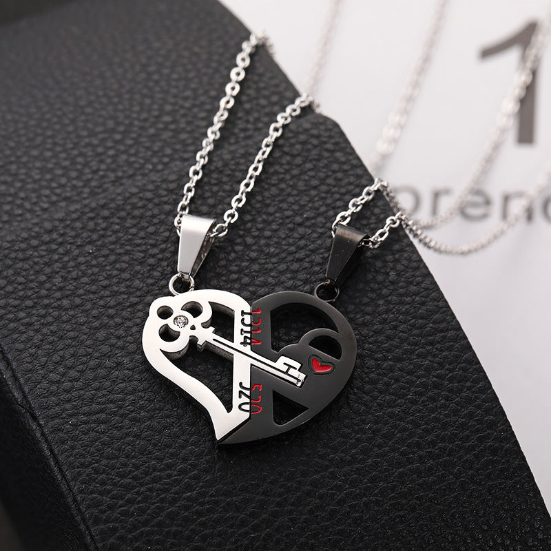 Stainless Steel 520 1314 Heart Couple Necklace