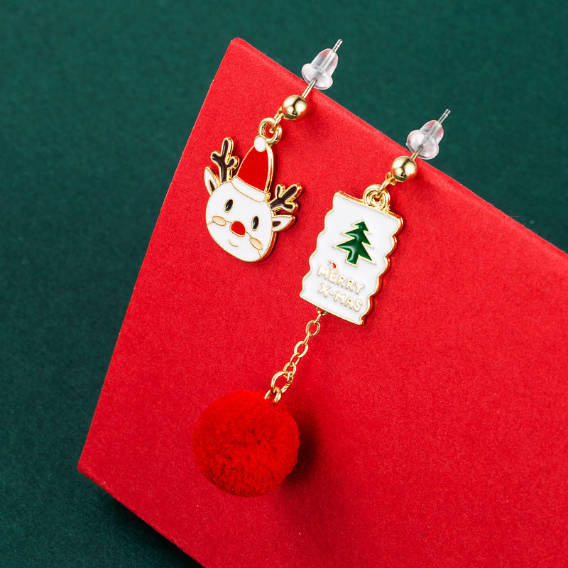 Cute Christmas Theme Asymmetry Earrings