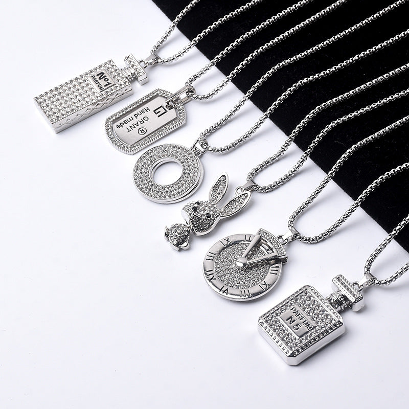 Rhinestones Pendant Long Chain Sweater Necklace