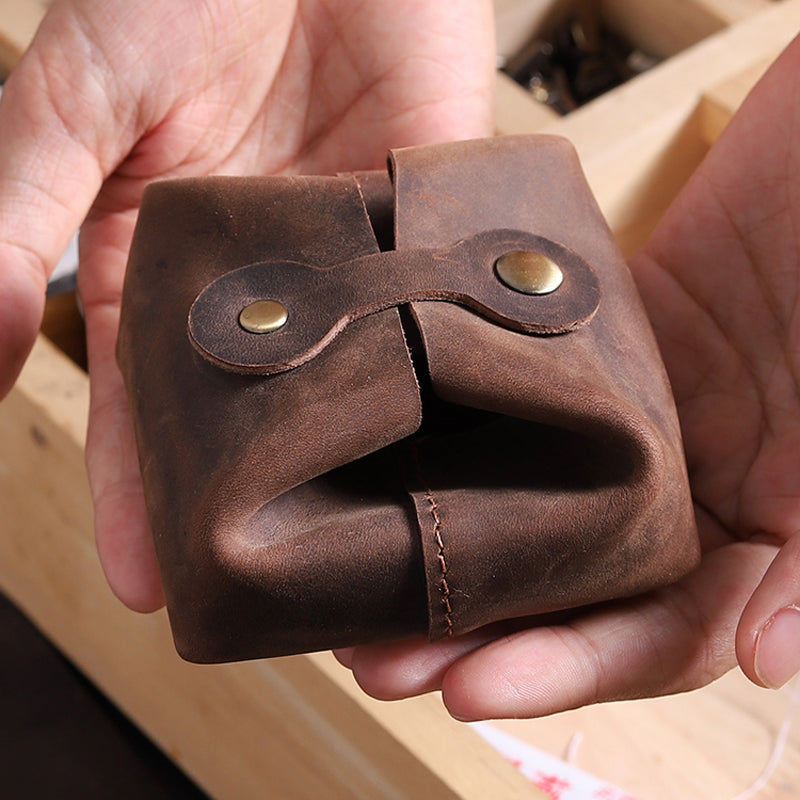 Vintage Brown Full Leather Coin Bag