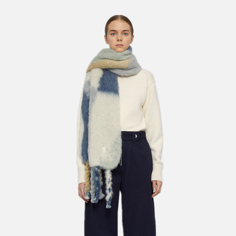 Unisex Big Plaid Scarf Shawl