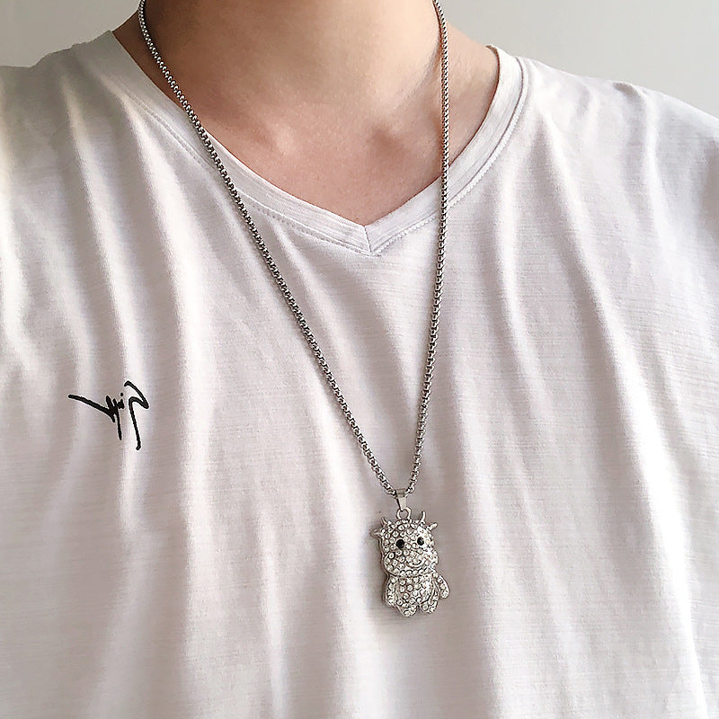 Rhinestones Pendant Long Chain Sweater Necklace