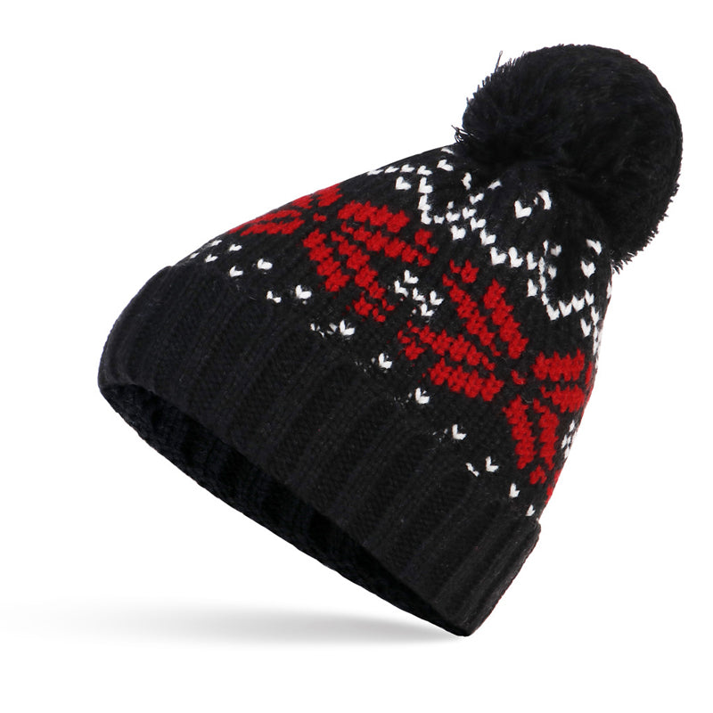 Christmas Knitted Hat With Plush Ball