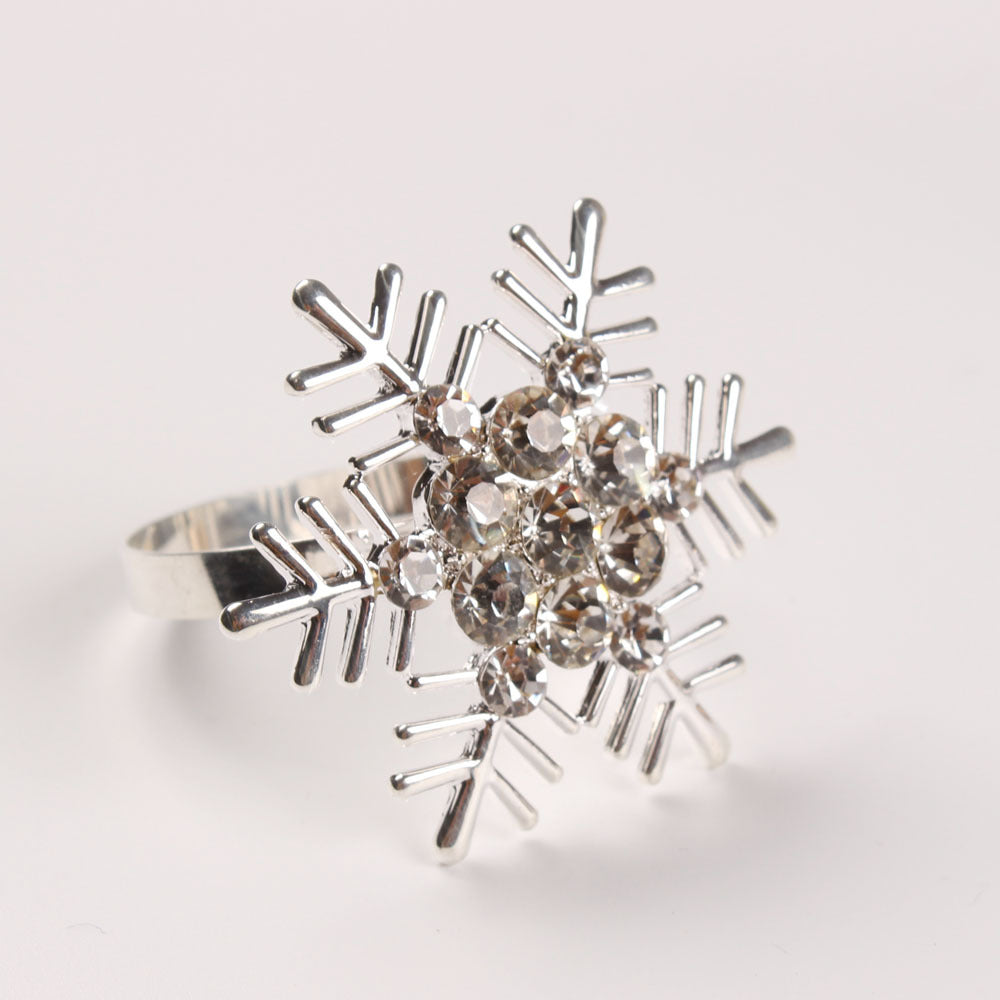 Rhinestone Christmas Snowflake Napkin Rings (Set of 6)