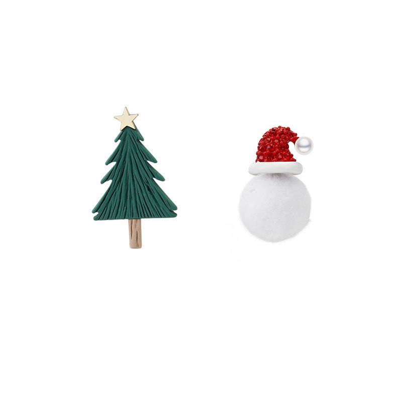 Christmas Tree Hat Fur Ball Earrings