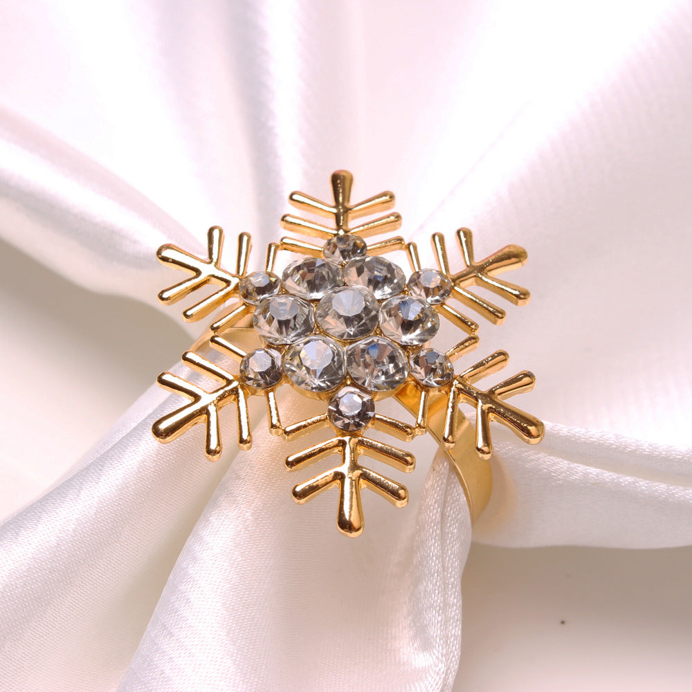 Rhinestone Christmas Snowflake Napkin Rings (Set of 6)