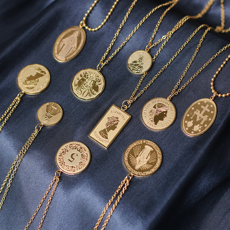 18K Gold Plated Relief sculpture Necklace