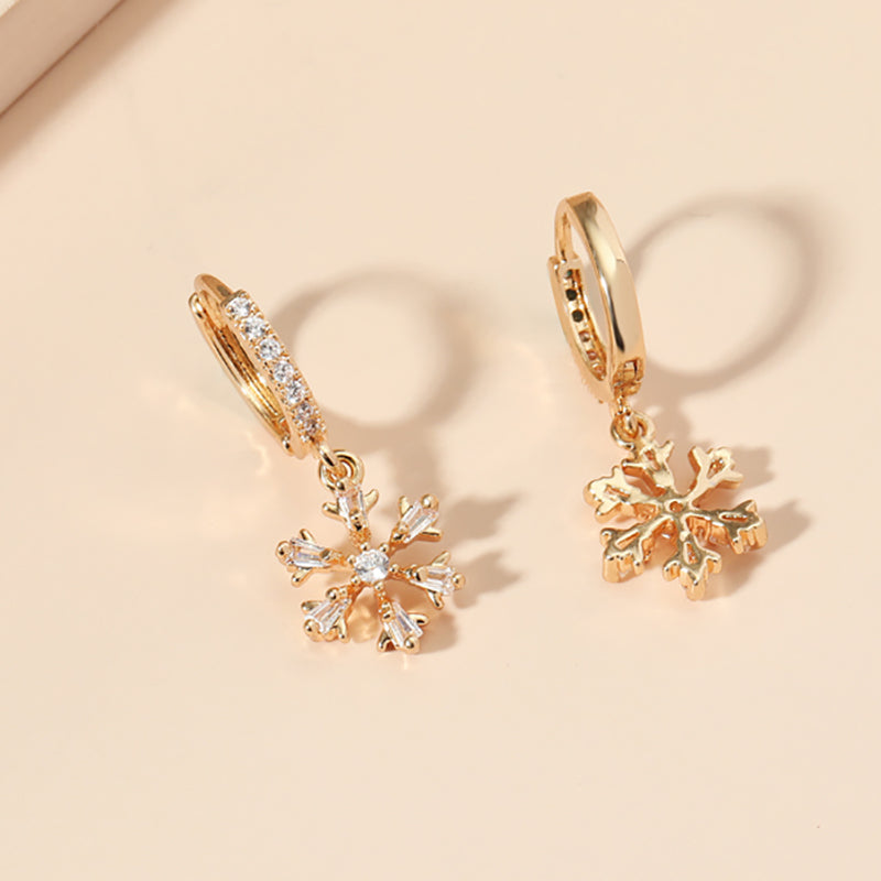 Zircon Christmas Snowflake Earrings