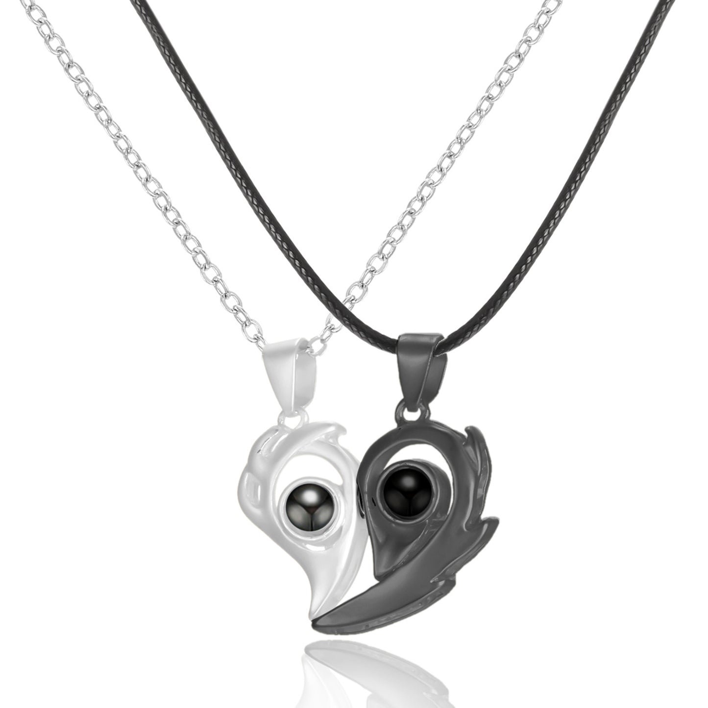 Magnetic Couple Necklaces With Love You Projection
