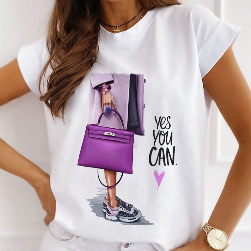 Fashion Custom Stylish Woman White T-shirt