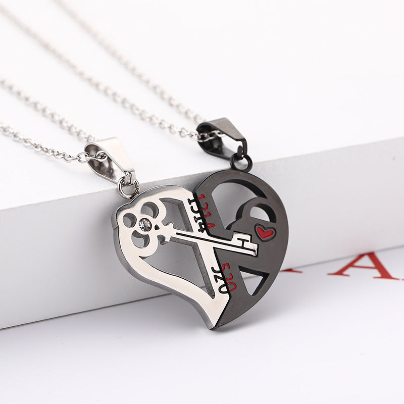 Stainless Steel 520 1314 Heart Couple Necklace