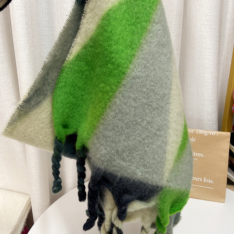 Unisex Big Plaid Scarf Shawl