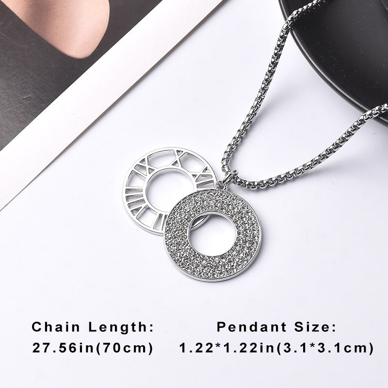 Rhinestones Pendant Long Chain Sweater Necklace
