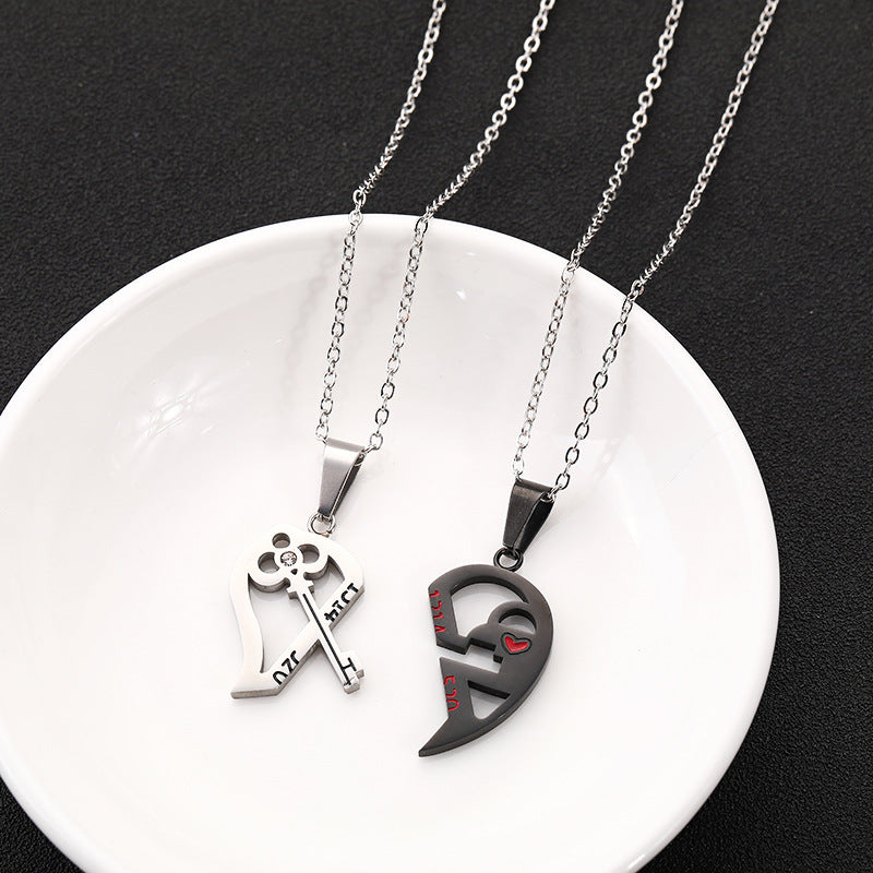 Stainless Steel 520 1314 Heart Couple Necklace
