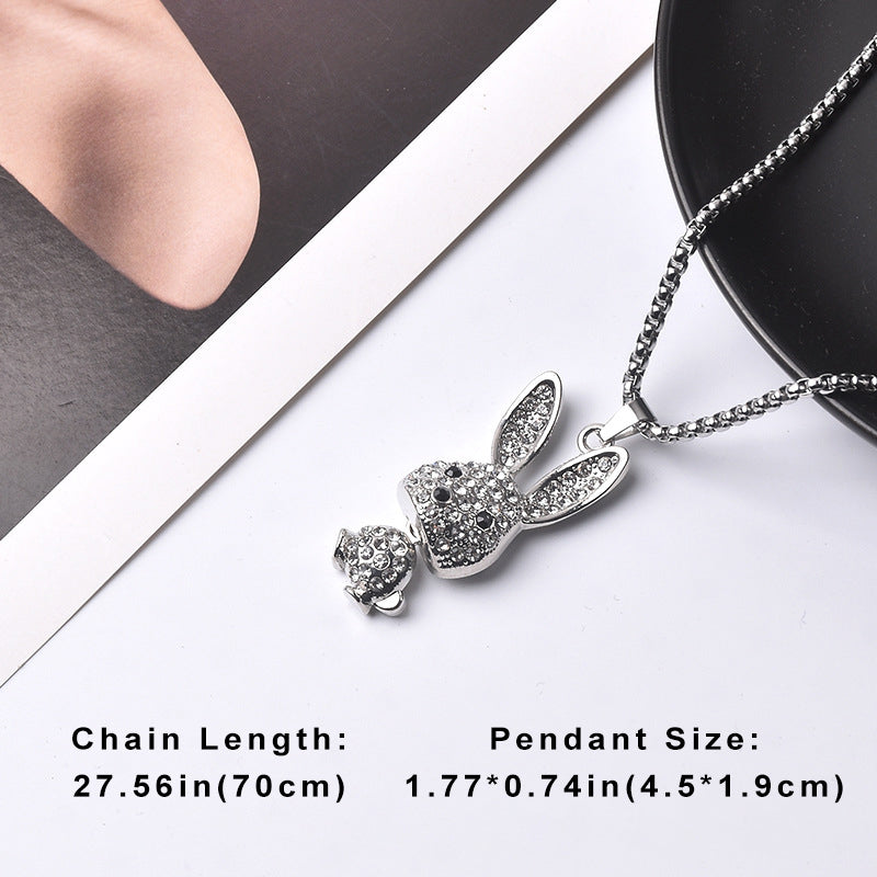 Rhinestones Pendant Long Chain Sweater Necklace