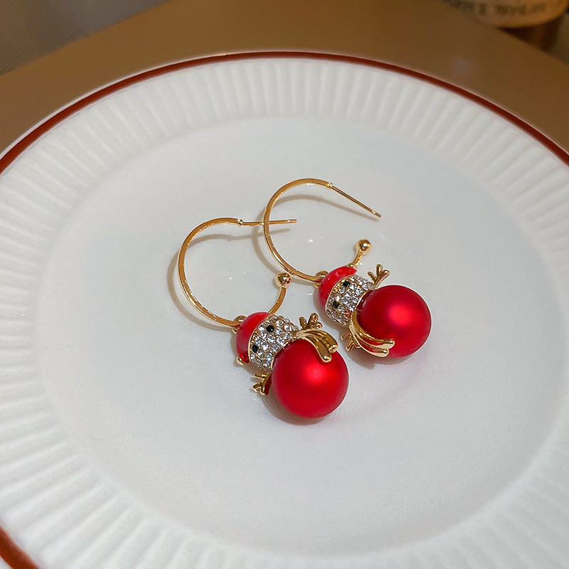 Christmas Snowman Pearl Earrings