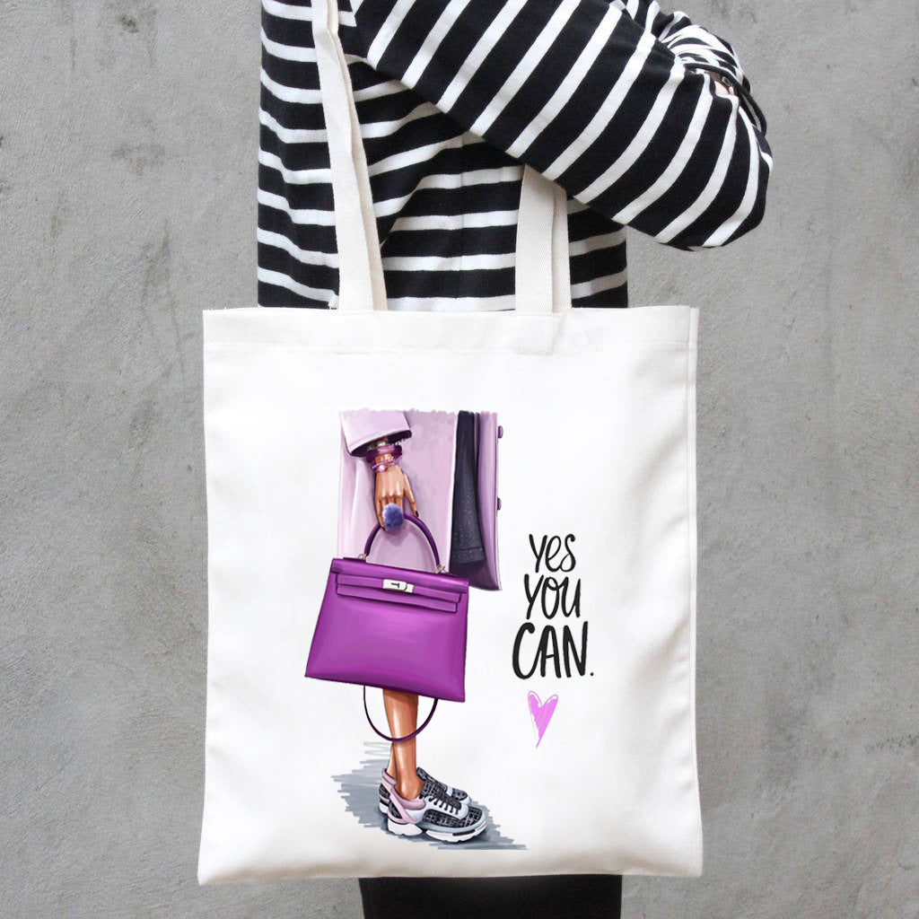 Fashion Trend Shoes Pattern Women Capacity Canvas Bag F