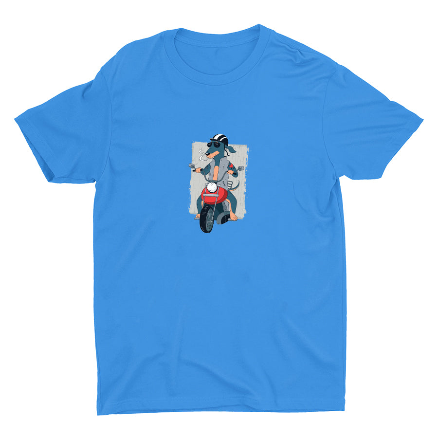 Biker Dachshund Dog On Cotton Tee