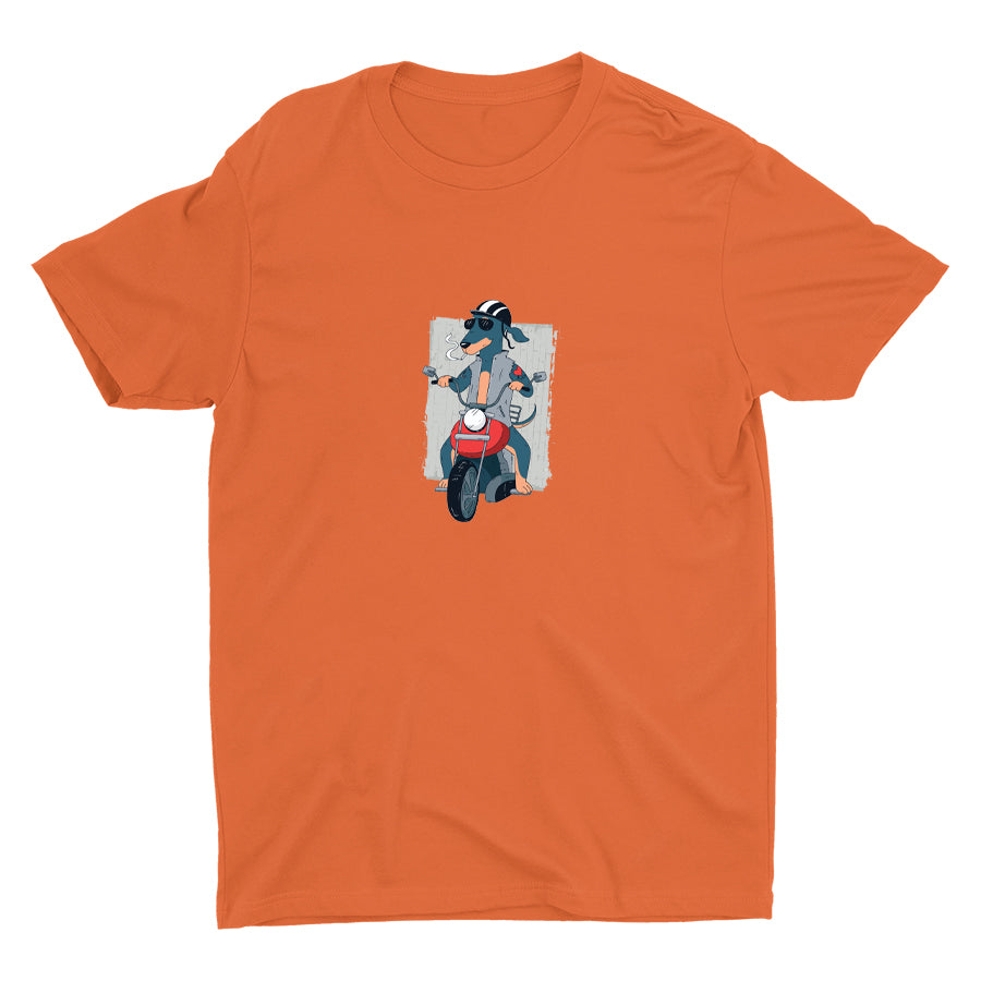 Biker Dachshund Dog On Cotton Tee