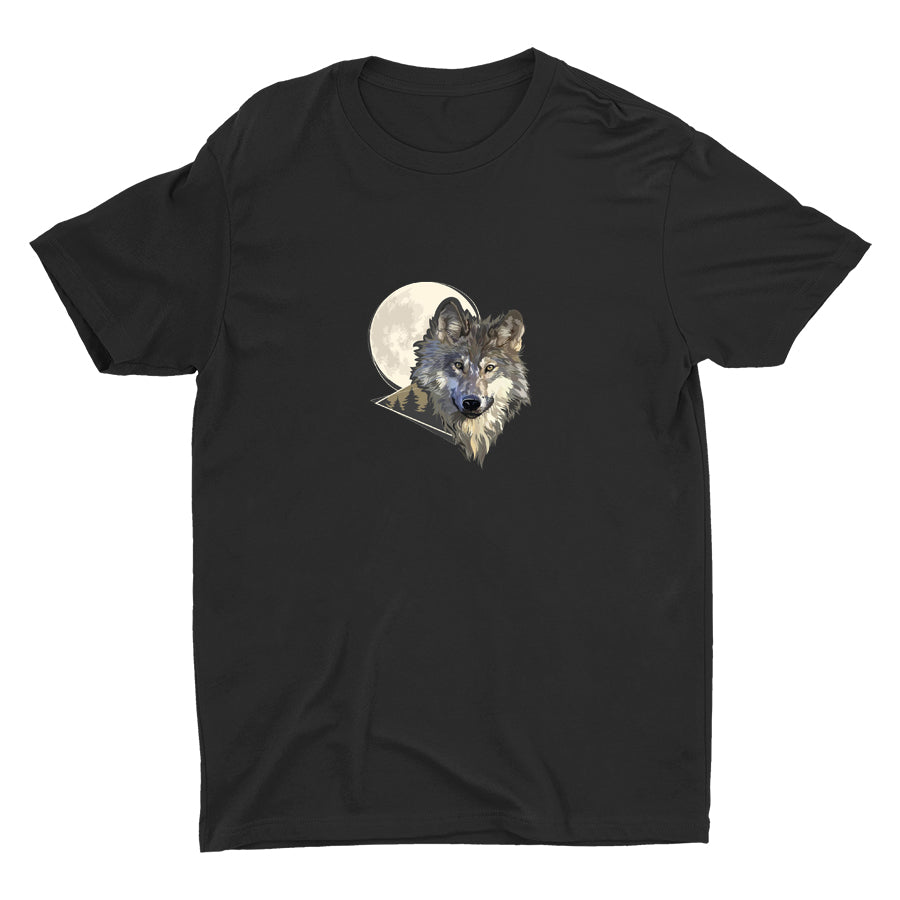 Grey Wolf Hunting In The Night Cotton Tee