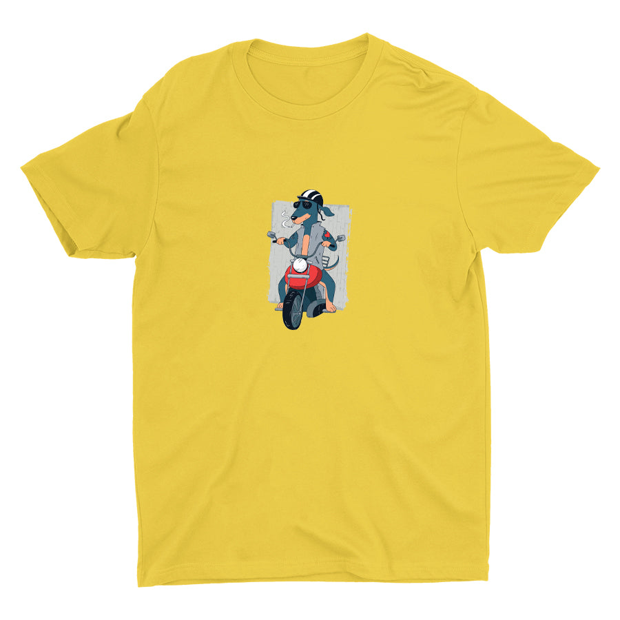 Biker Dachshund Dog On Cotton Tee