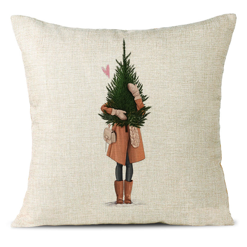 Christmas Themed Linen Pillowcase
