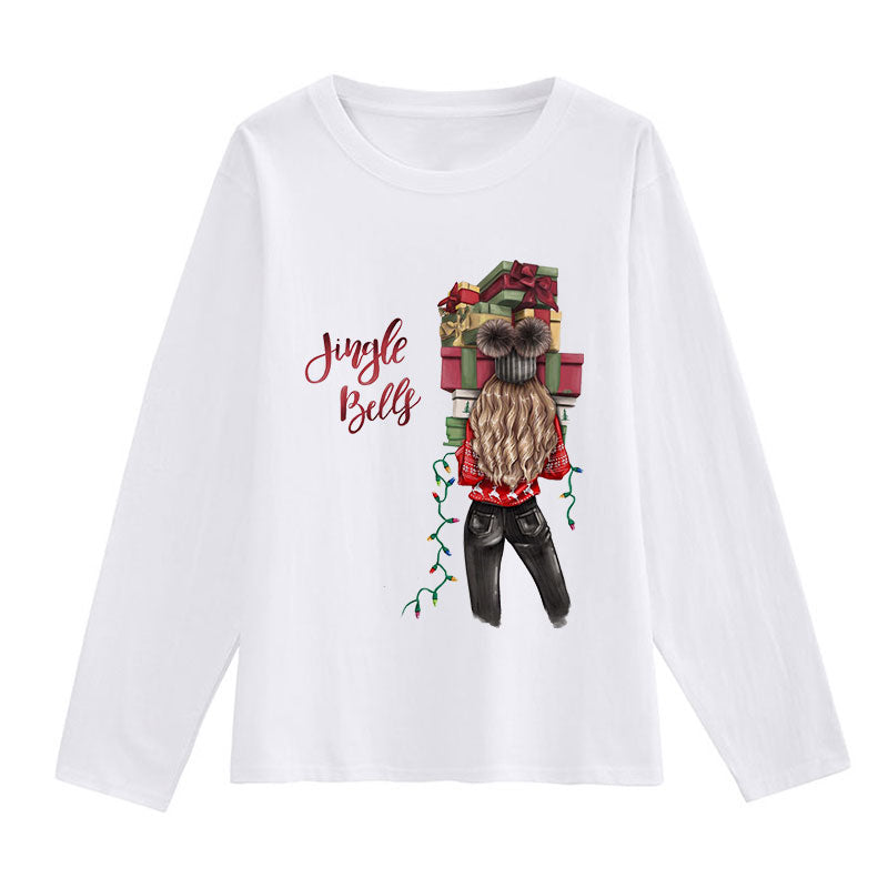 Hello Christmas Women White T-Shirt O