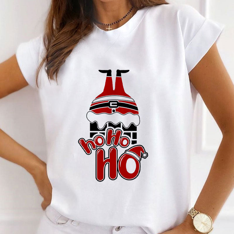 2021 Christmas Fashion White T-Shirt W