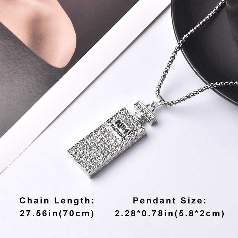 Rhinestones Pendant Long Chain Sweater Necklace