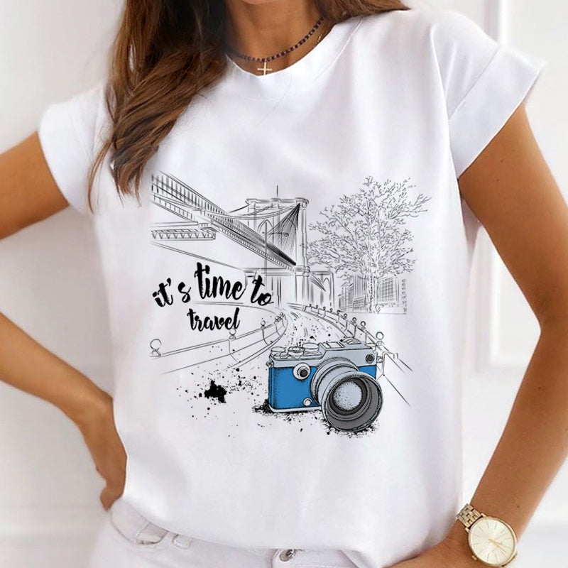 Style J£º Travel Together Women White T-Shirt