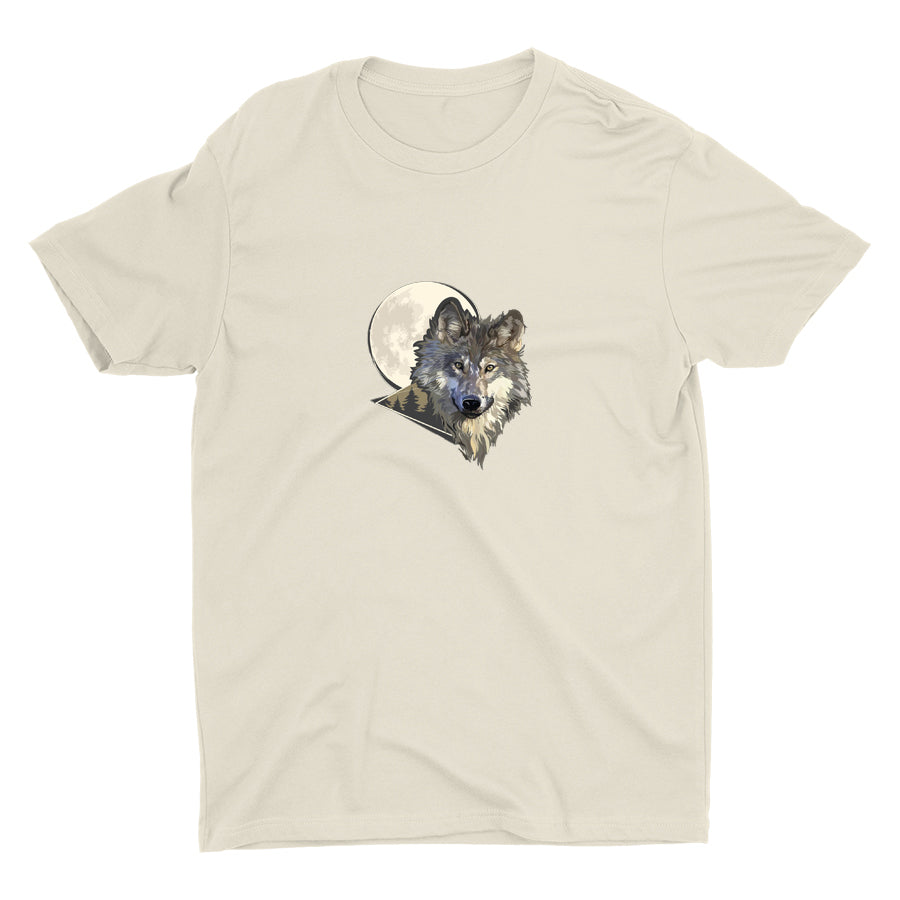 Grey Wolf Hunting In The Night Cotton Tee