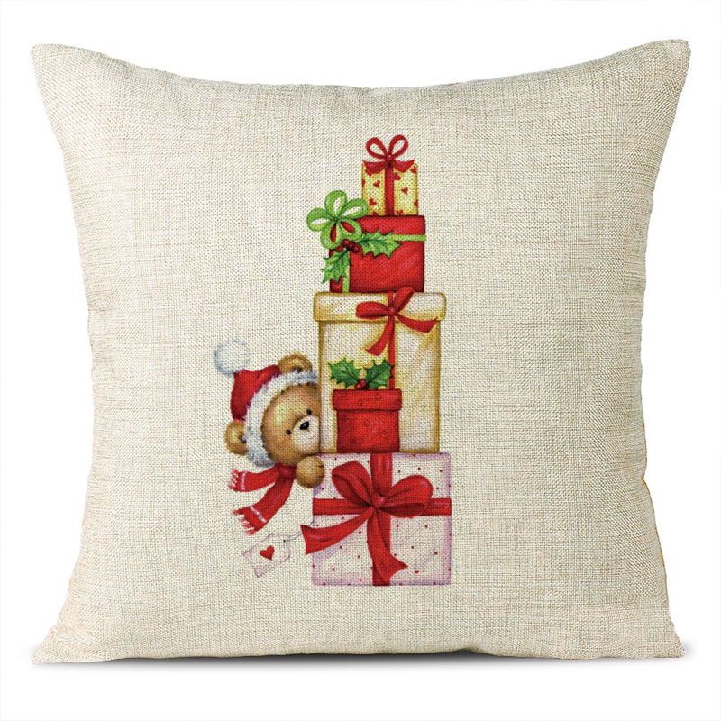 Christmas Themed Linen Pillowcase