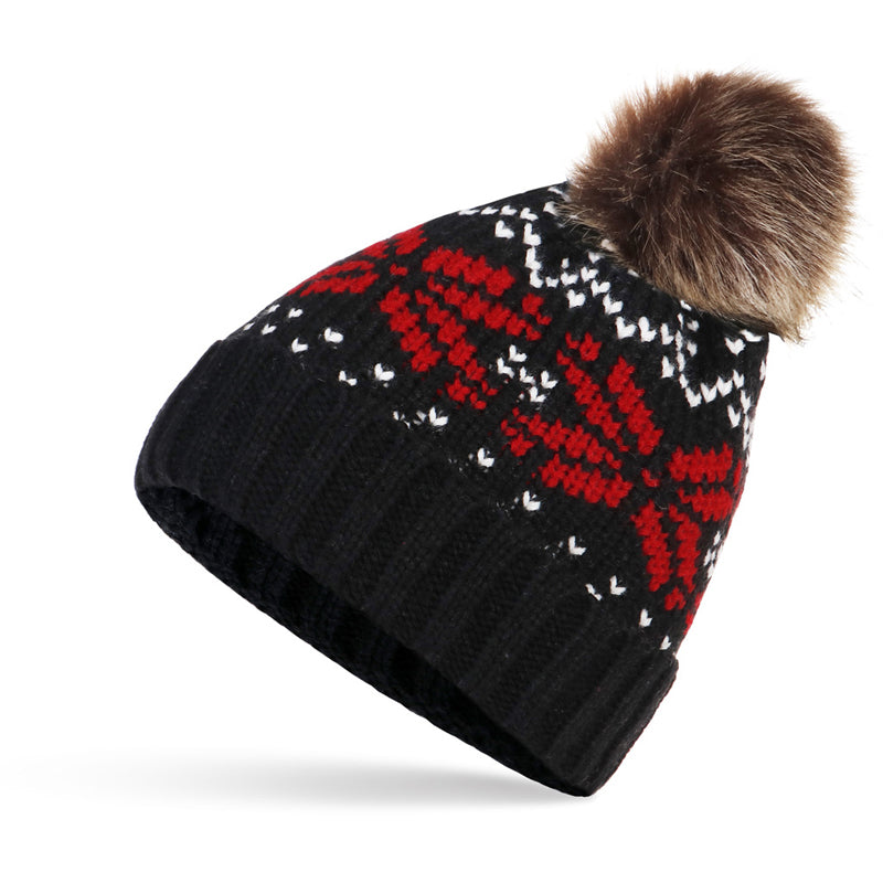 Christmas Knitted Hat With Plush Ball