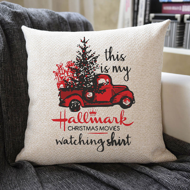 Christmas Themed Linen Pillowcase