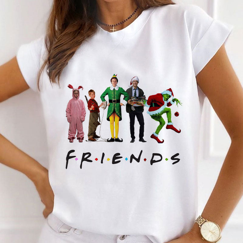 HAPPY Christmas Women White T-Shirt R