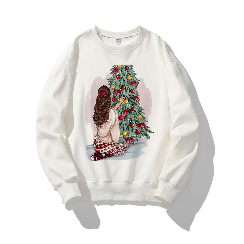 Hello Christmas O-Neck White Sweater P