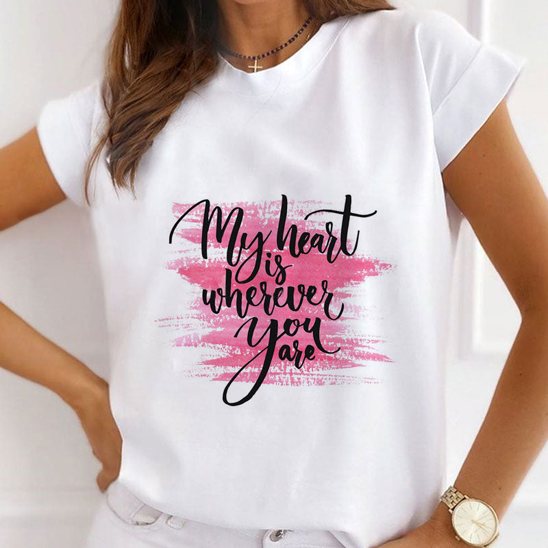 Style G:My Heart Female White T-Shirt