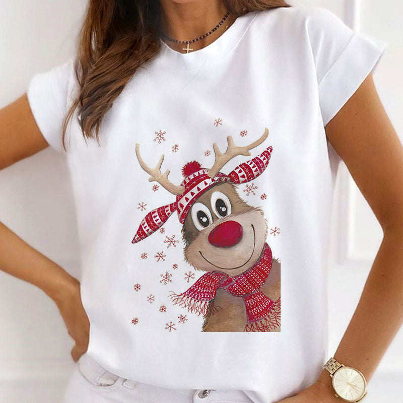 Cute Christmas Ladies White T-Shirt D