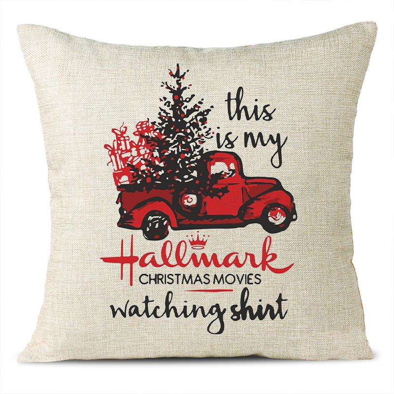 Christmas Themed Linen Pillowcase